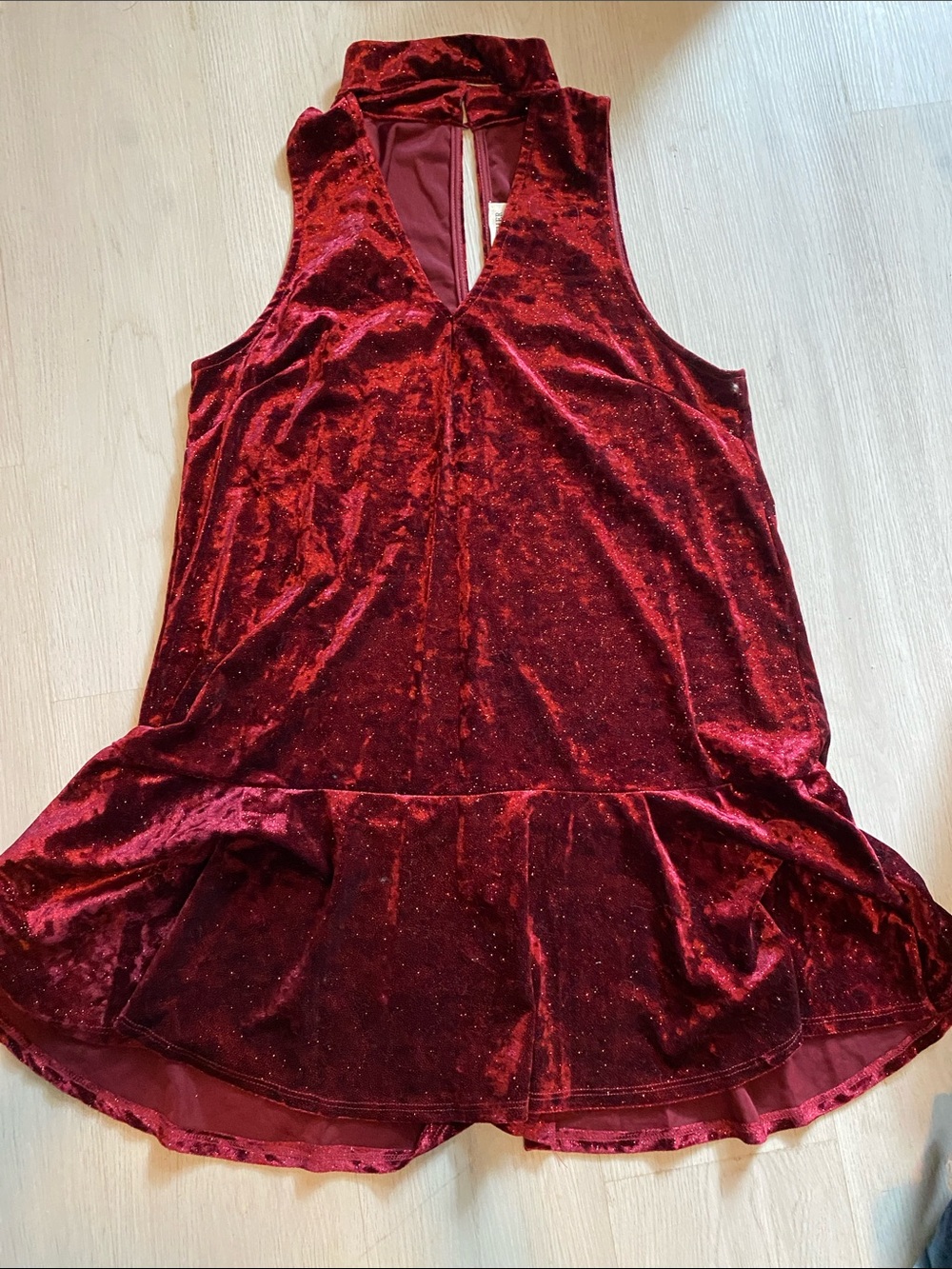 By Together Sparkling Velvet Mini Dress - Deep Red